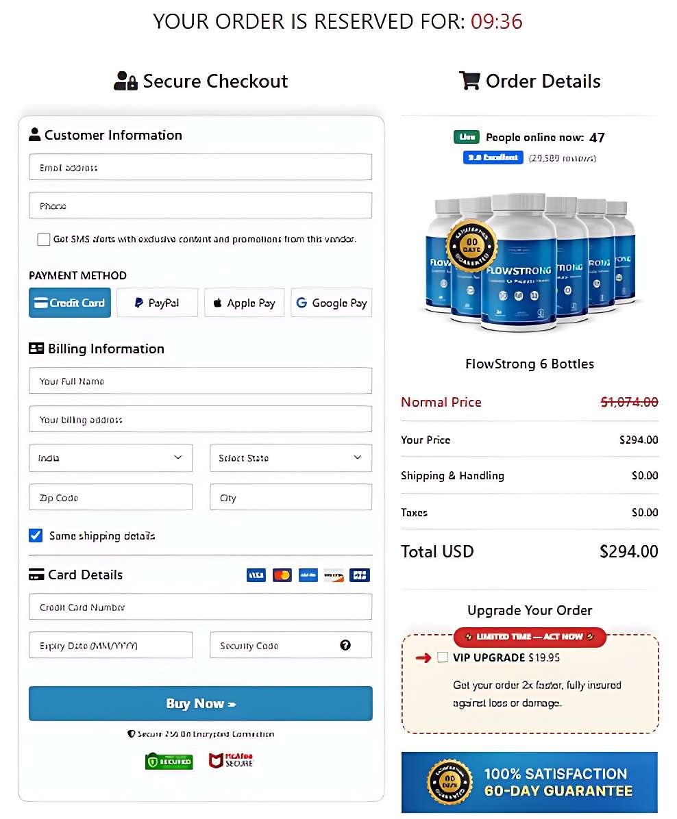 FlowStrong Secure Checkout Page